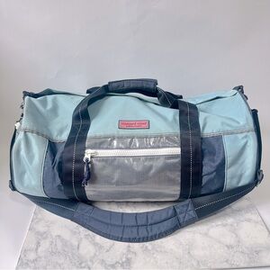 Vineyard Vines Blue Teal heavy duty nylon boat large travel weekender Duffel Bag